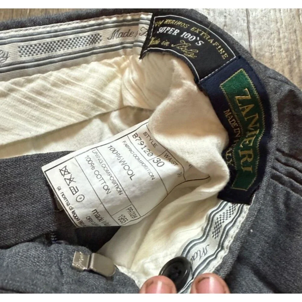 Zanieri Pants Mens Size 30 Gray Wool Dress Pants